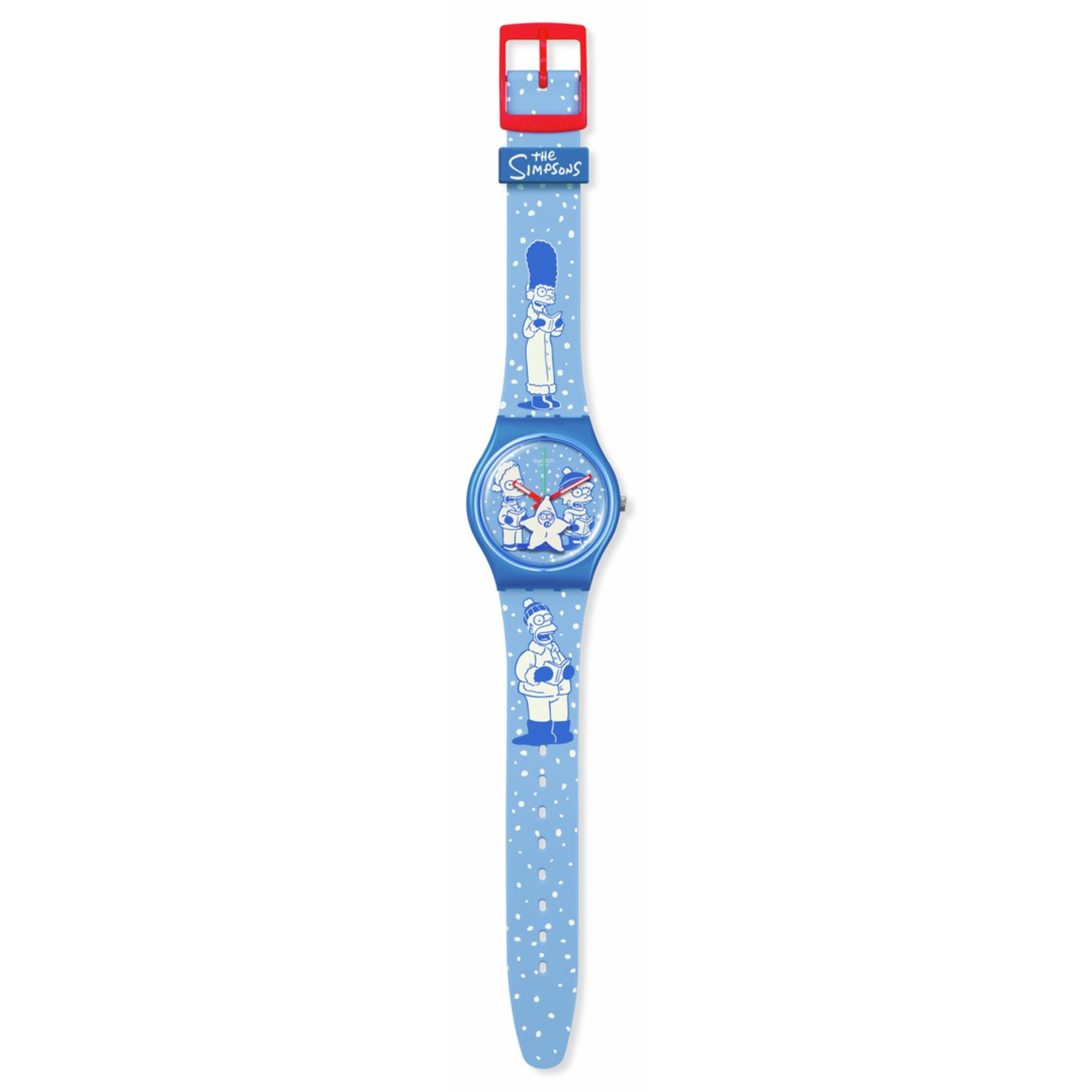 Swatch Originals 34mm Blaues Zifferblatt Silikon Quarz Uhr SO28Z126