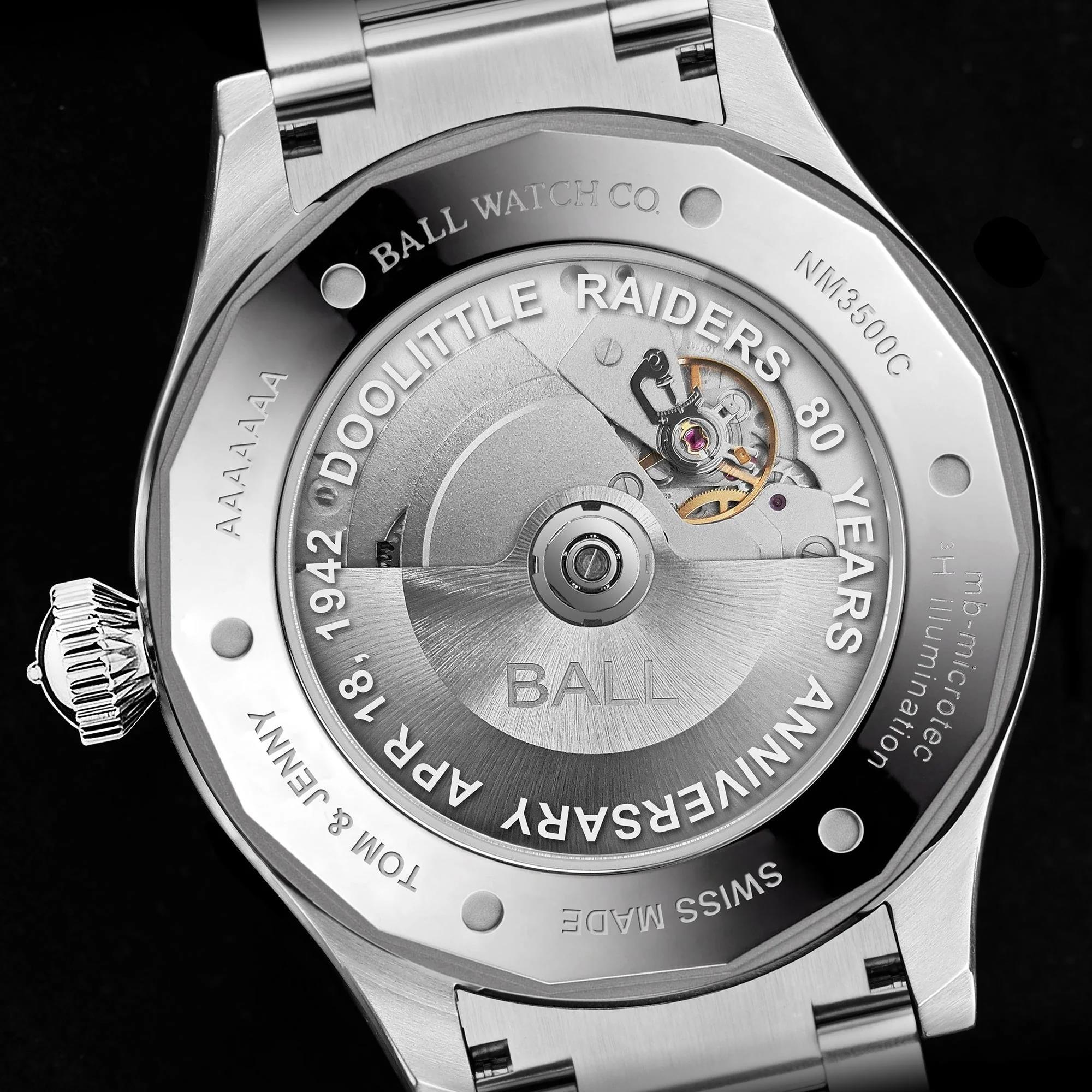 Ball Engineer Master II Doolittle Raiders Édition Limitée Automatique Cadran Vert Bracelet Acier Inoxydable Montre Homme NM3000C-S1-GRR
