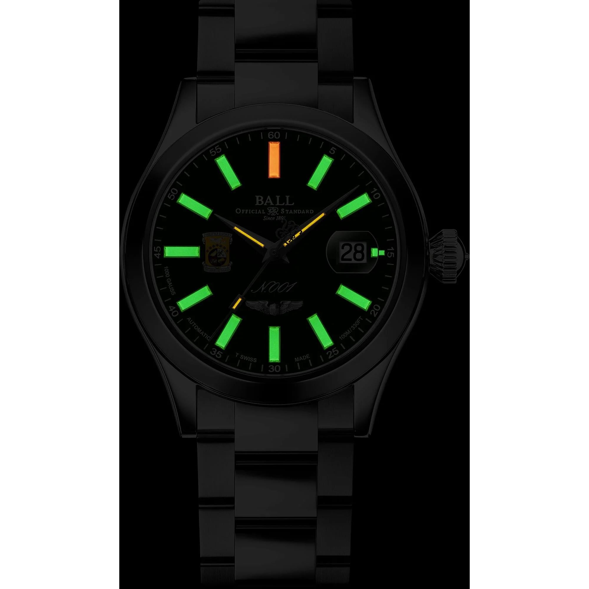 Ball Engineer Master II Doolittle Raiders Édition Limitée Automatique Cadran Vert Bracelet Acier Inoxydable Montre Homme NM3000C-S1-GRR