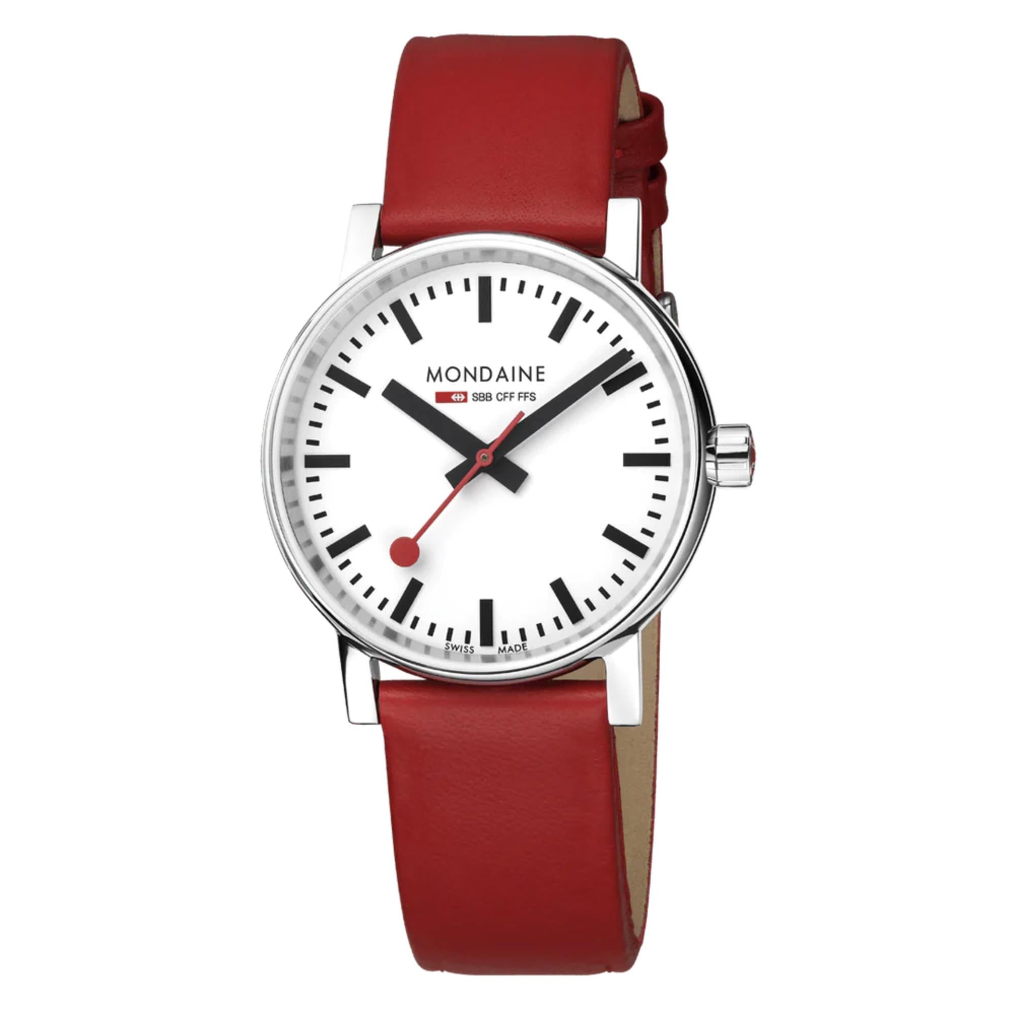 Mondaine EVO2 35mm White Dial Leather Ladies Quartz Watch MSE.35110.LCV