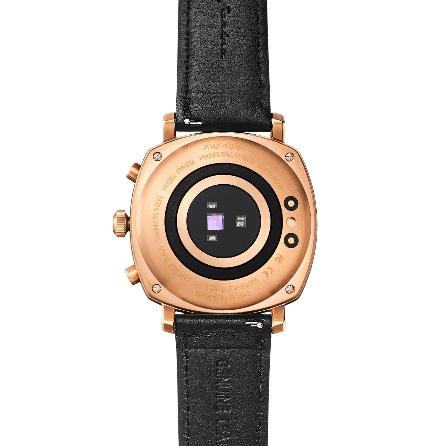 Pininfarina Senso Hybrid Sunburst Rose Black Dial Leather Watch PMH01A-03