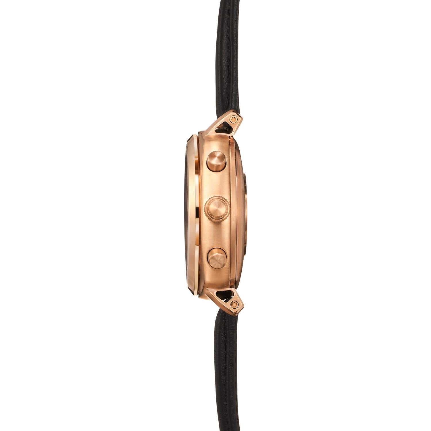 Pininfarina Senso Hybrid Sunburst Rose Black Dial Leather Watch PMH01A-03