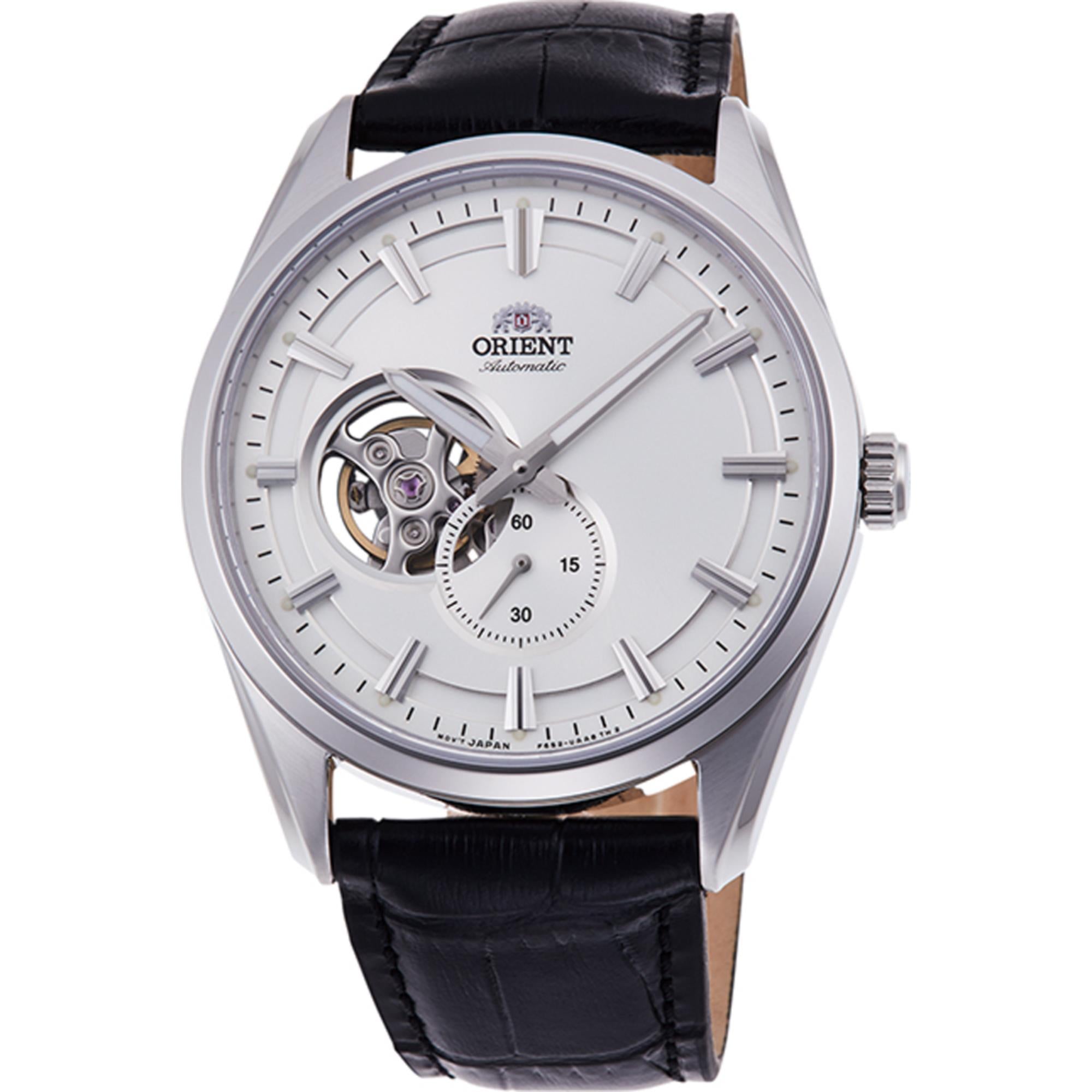 Orient Stretto 41mm Semi-Skelett Weißes Zifferblatt Leder Herren Automatik Uhr RA-AR0004S30B