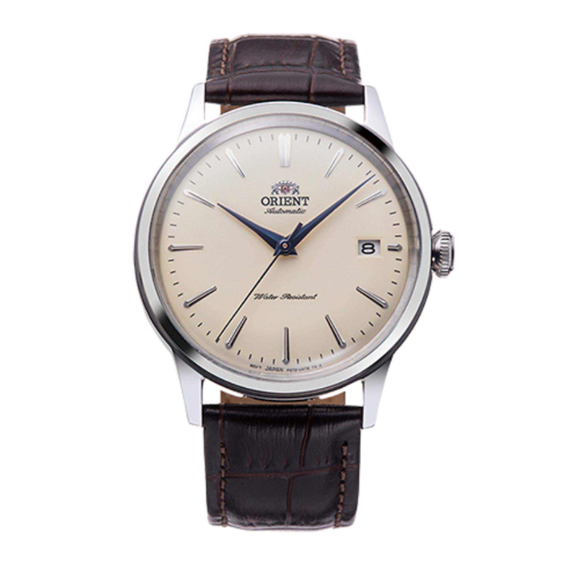 Orient Bambino Mechanical Champagne Dial Leather Strap Men’s Watch RA-AC0M04Y30B