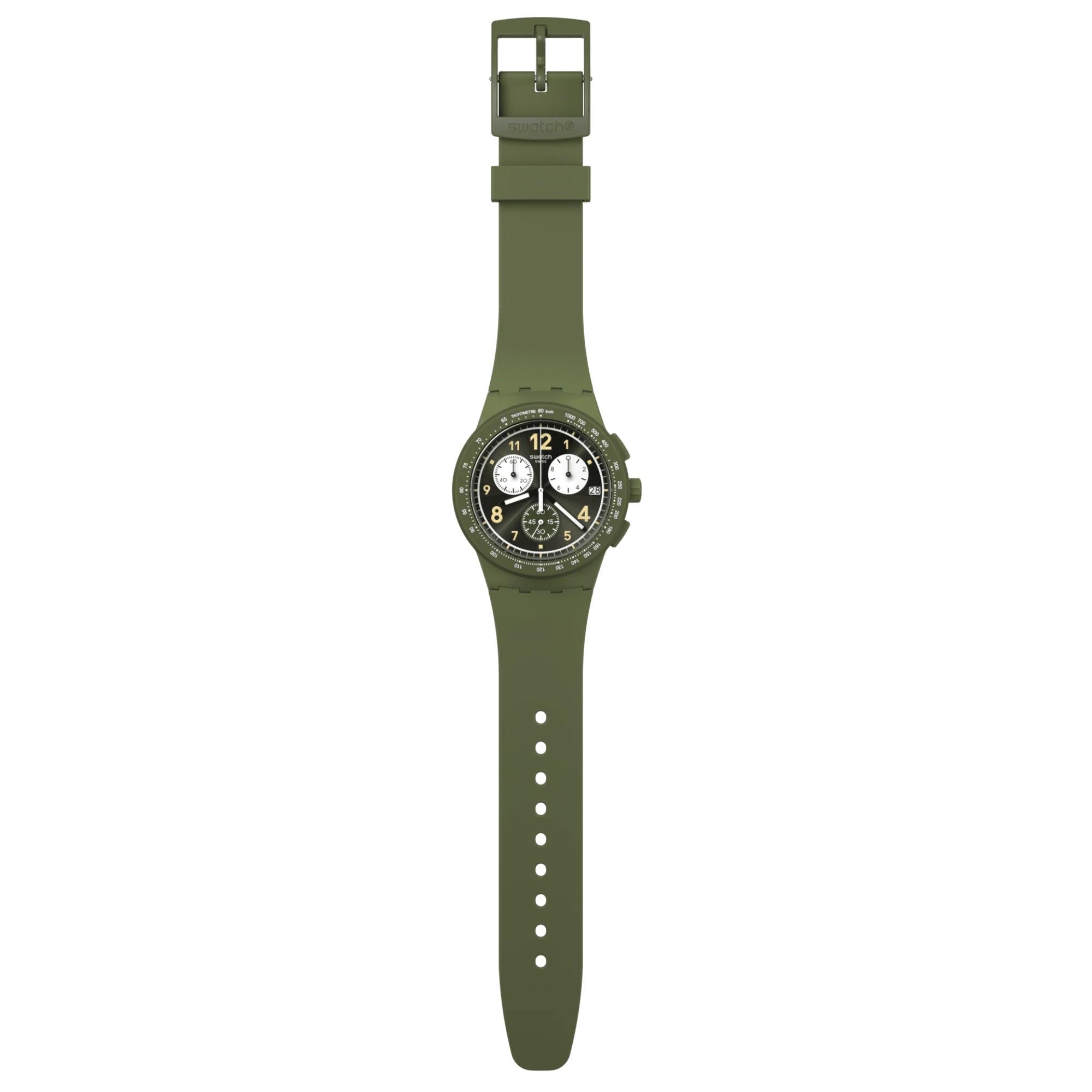Swatch Nothing Basic About Green Quartz Green Dial Silicone Strap Watch SUSG406