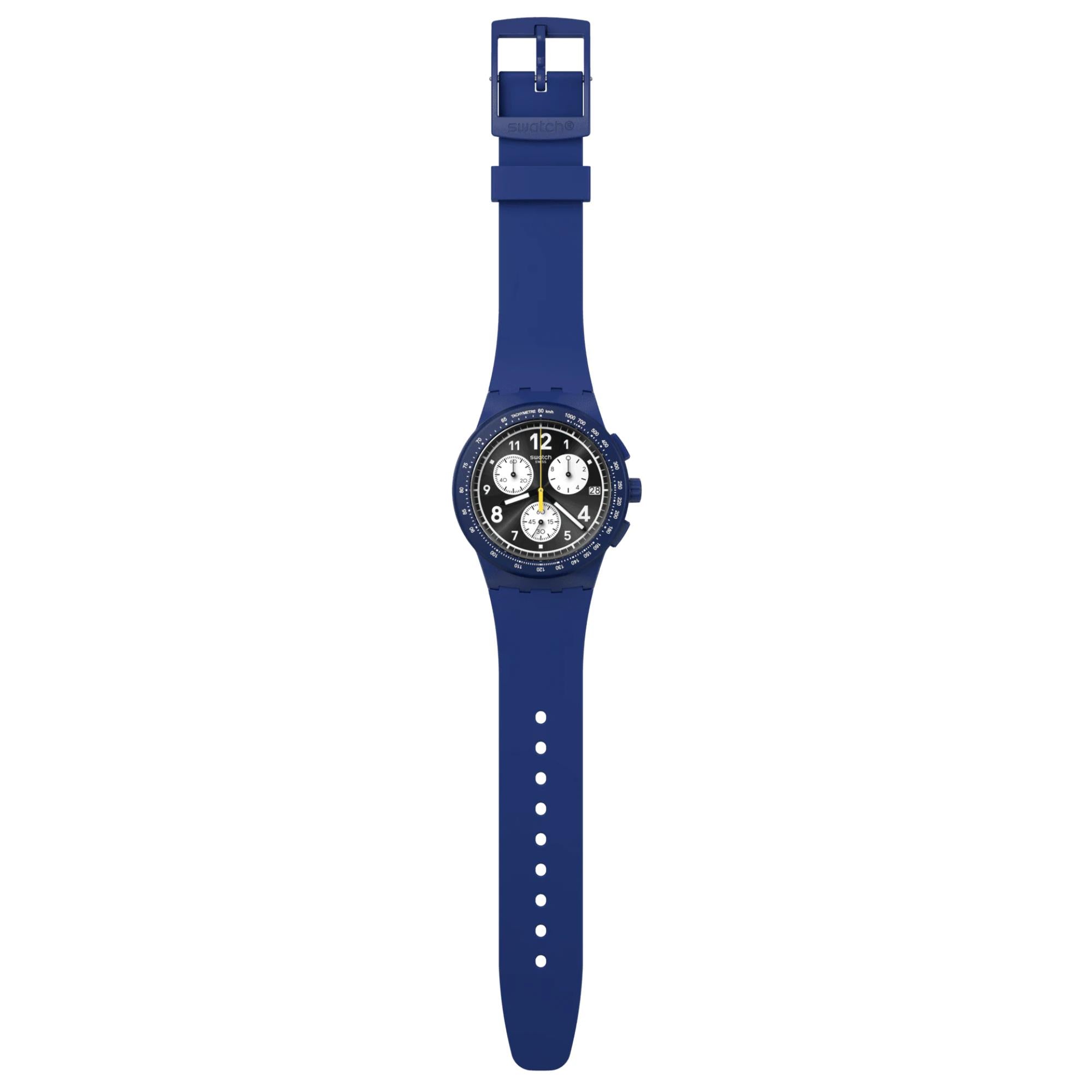 Swatch Nothing Basic About Blue Quartz Blue Dial Silicone Strap Watch SUSN418