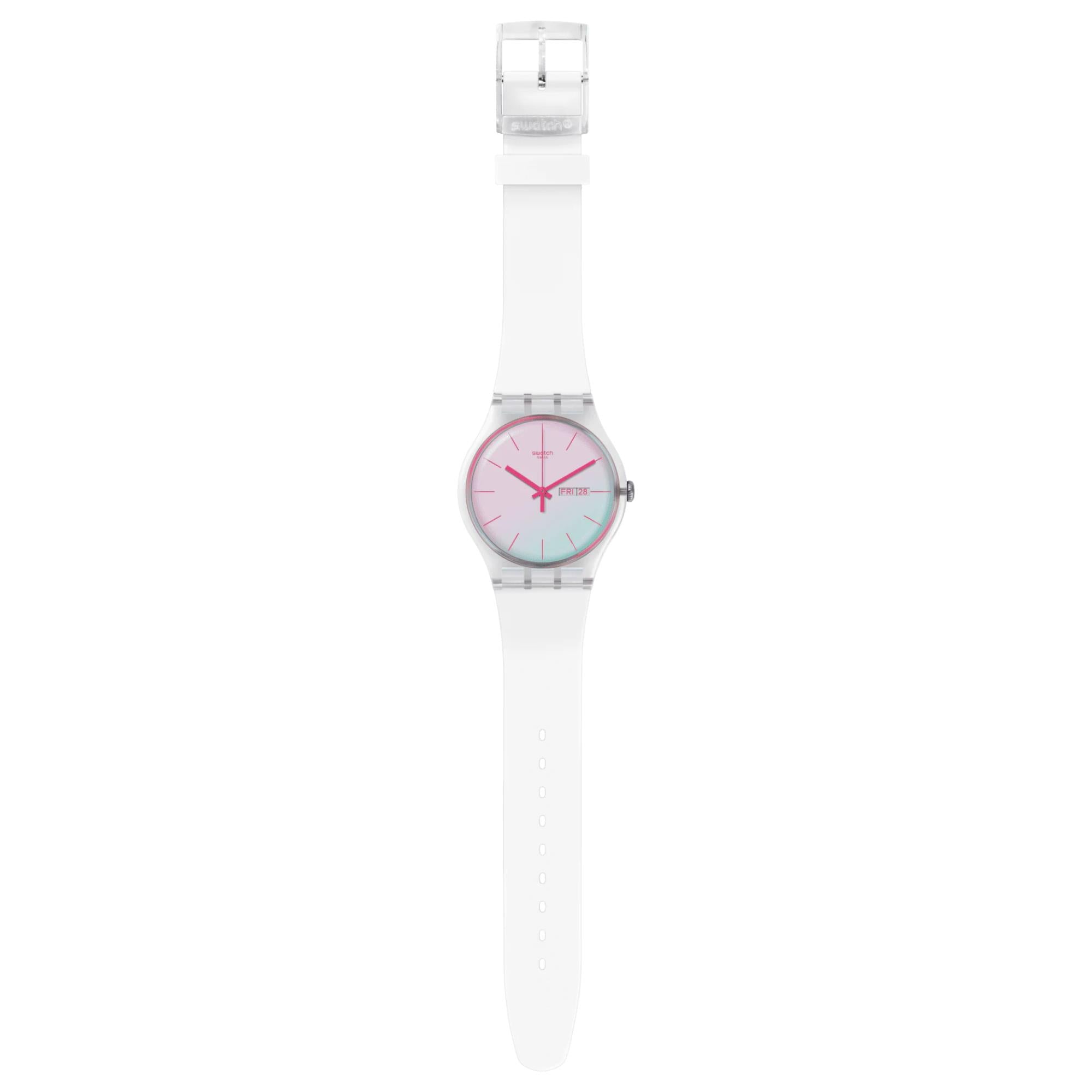 Swatch Polawhite Quartz White Dial White Silicone Watch SO29K704-S14