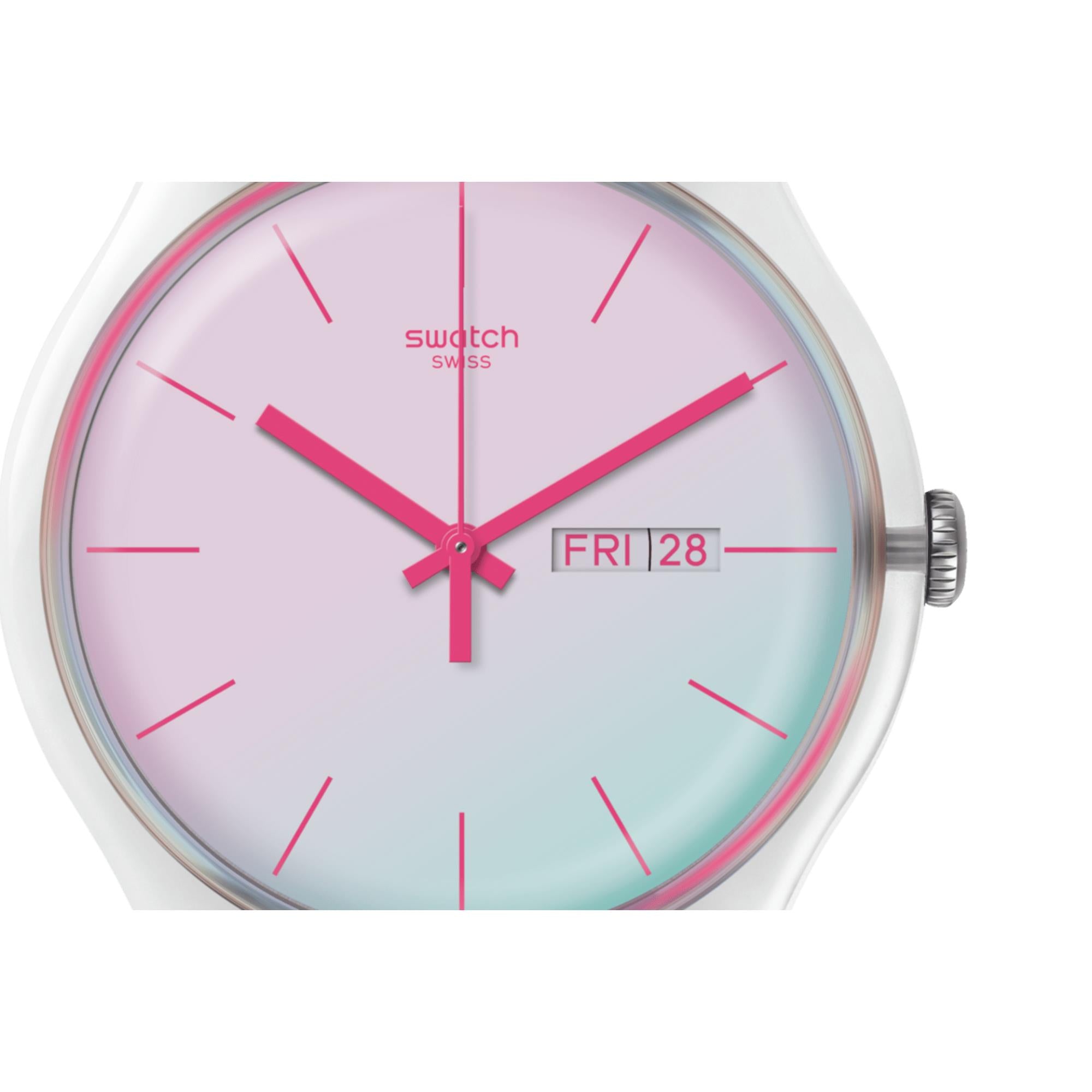 Swatch Polawhite Quartz White Dial White Silicone Watch SO29K704-S14