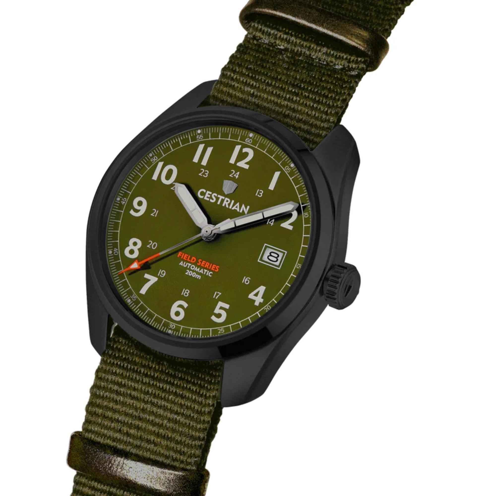 Cestrian Field Series Automatik Grünes Zifferblatt NATO-Armband Herren Uhr CF321N5660