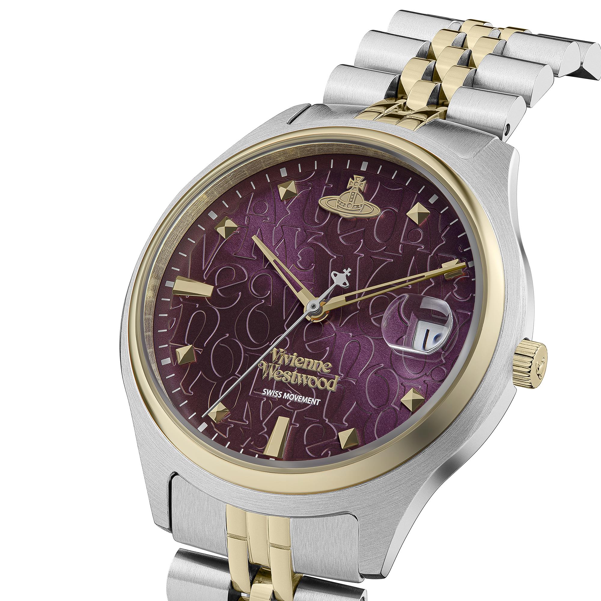 Vivienne Westwood Camberwell Quarz Lila Zifferblatt Zweifarbiges Edelstahlarmband Damen Uhr VV261BYSG