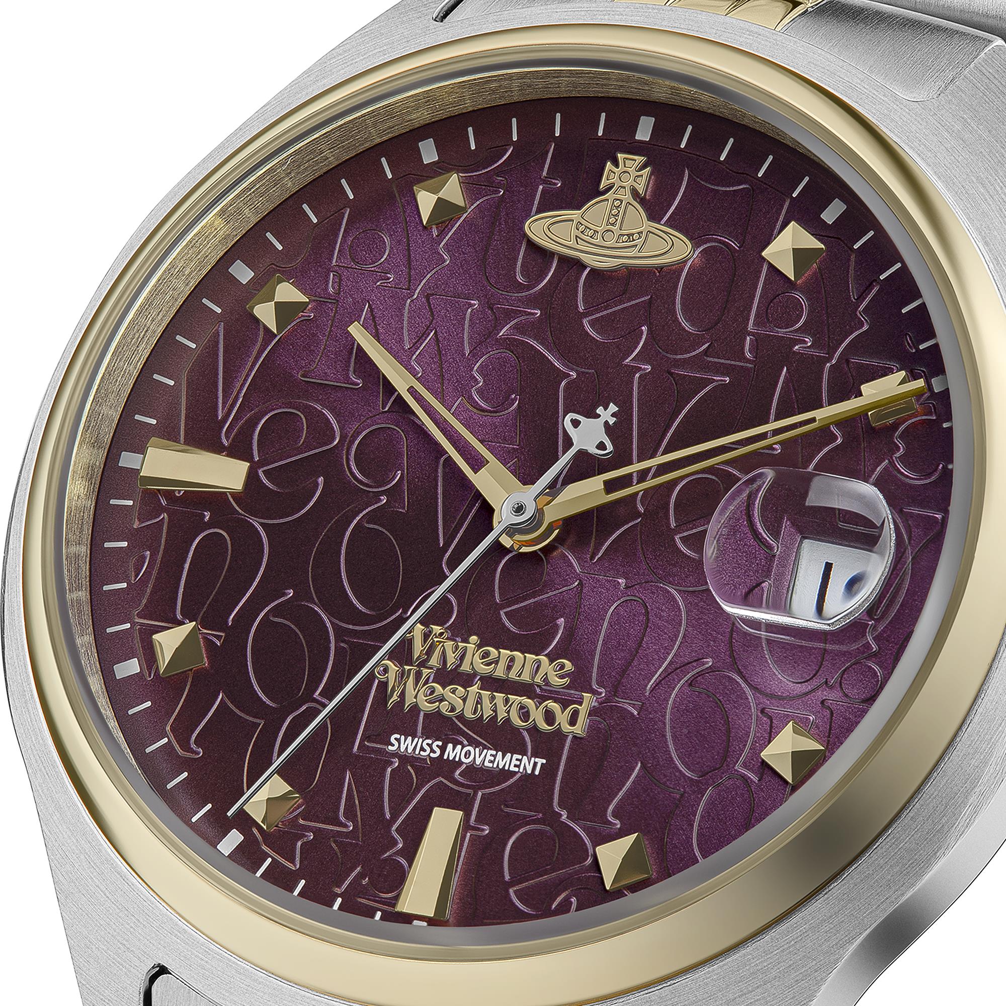 Vivienne Westwood Camberwell Quarz Lila Zifferblatt Zweifarbiges Edelstahlarmband Damen Uhr VV261BYSG