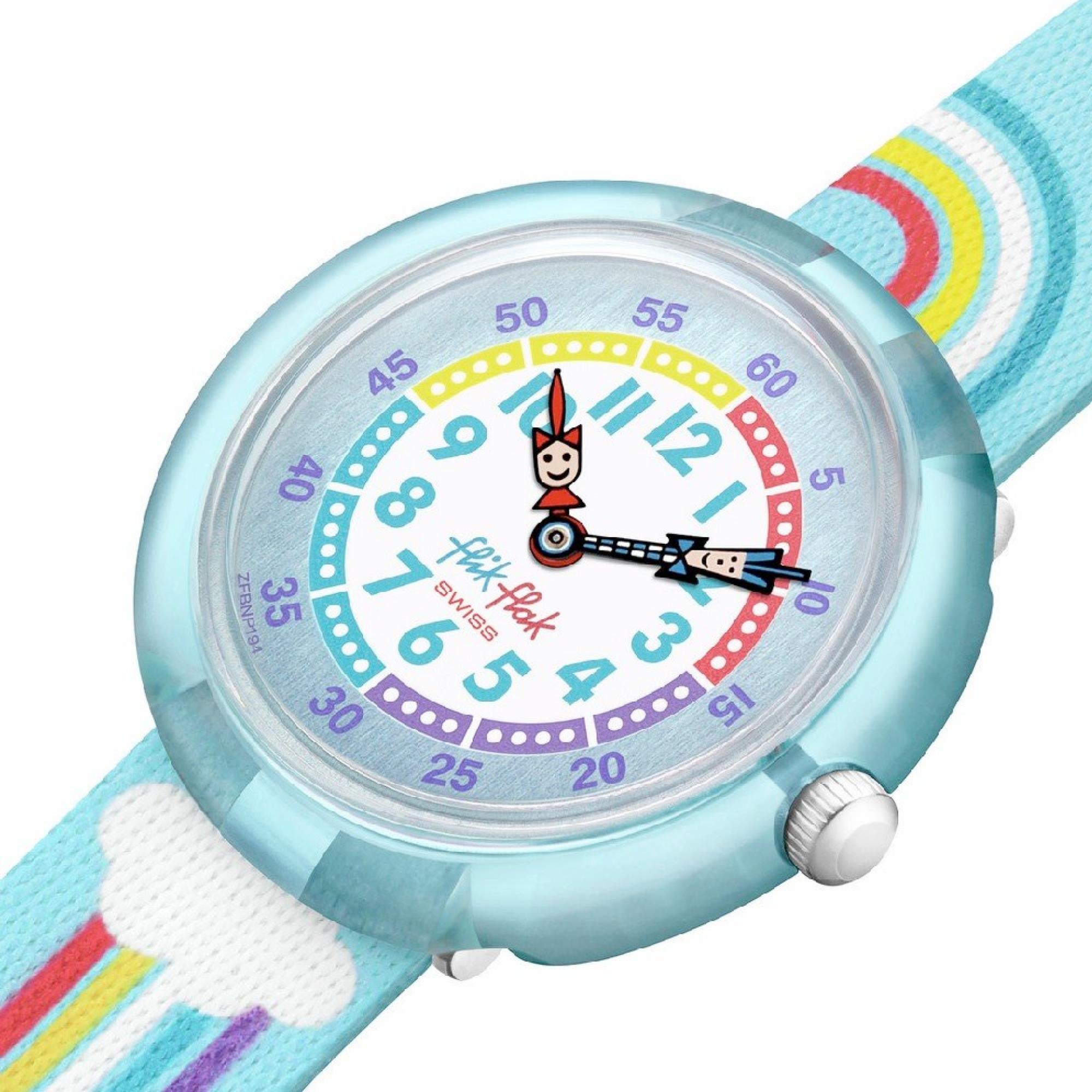 Flik Flak Rainbow Dreams Blue Rainbow Fabric Strap Kids Watch Watch FBNP194