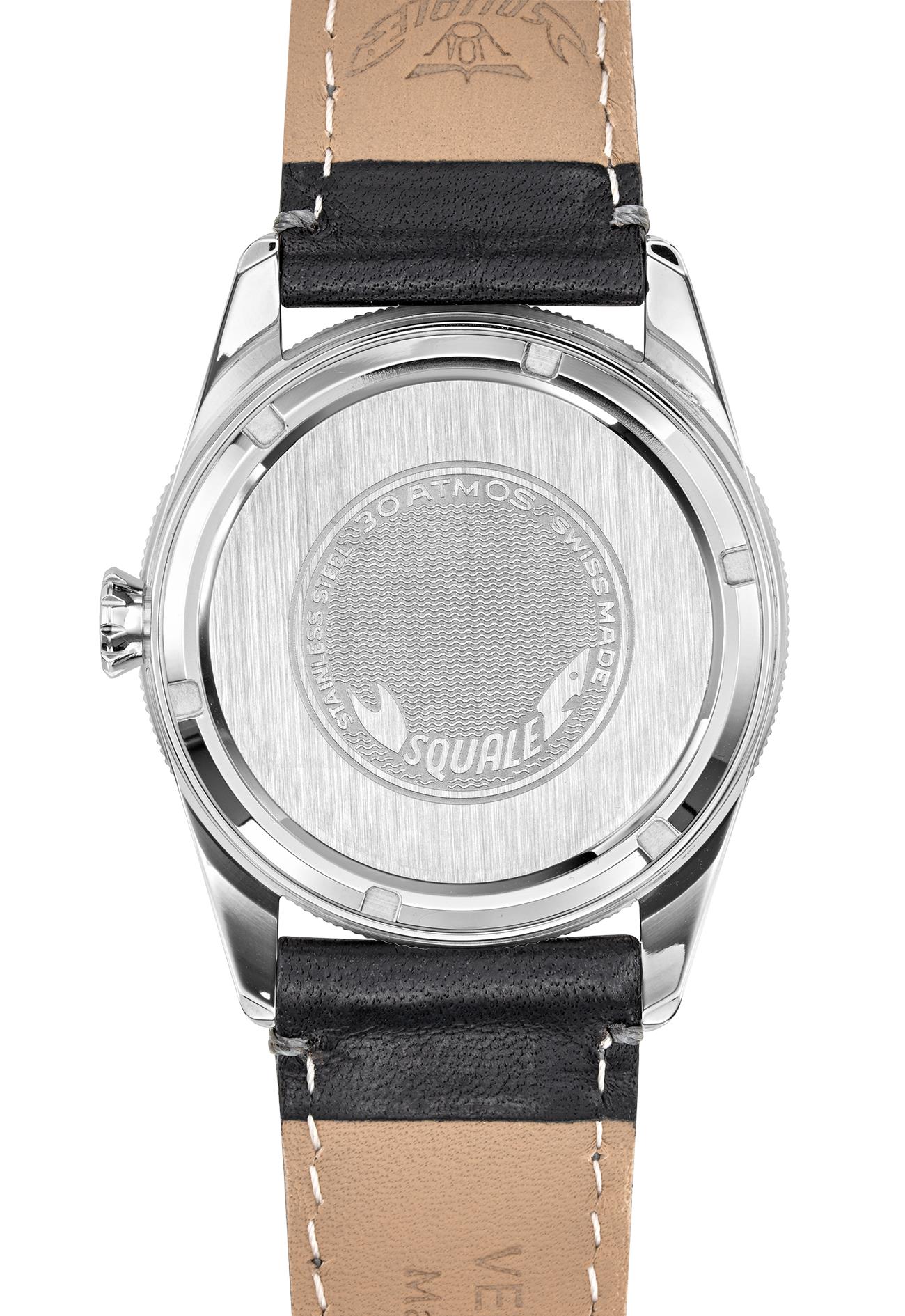 Squale Sub-39 GMT Vintage Automatic Black Dial Black Leather Strap Men's Watch SUB39GMTV.PN