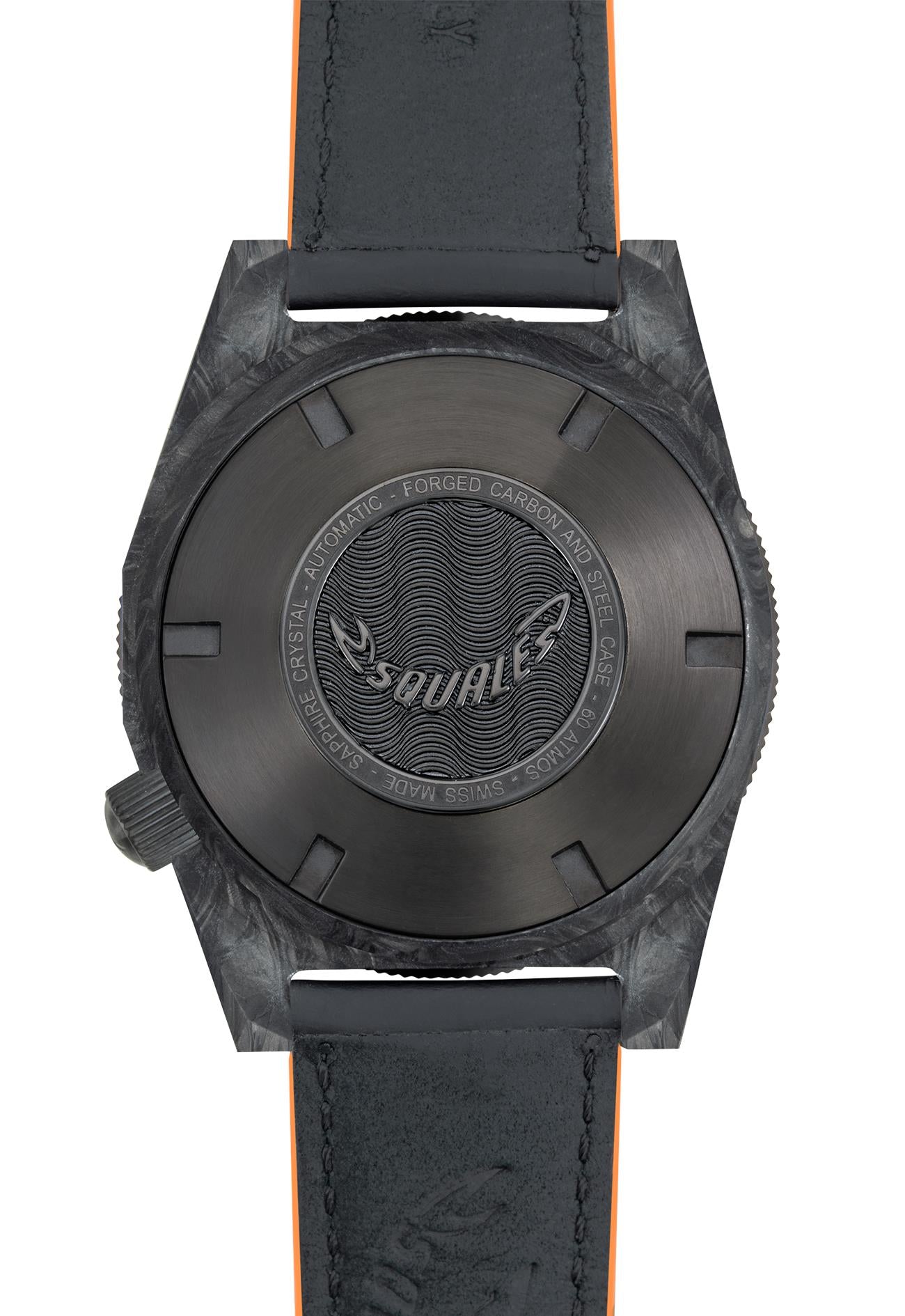 Squale T-183 Geschmiedeter Carbon Automatik Graues/Carbon Zifferblatt Schwarzes gummiertes Lederarmband Herren Uhr T183AFCOR.RLOR