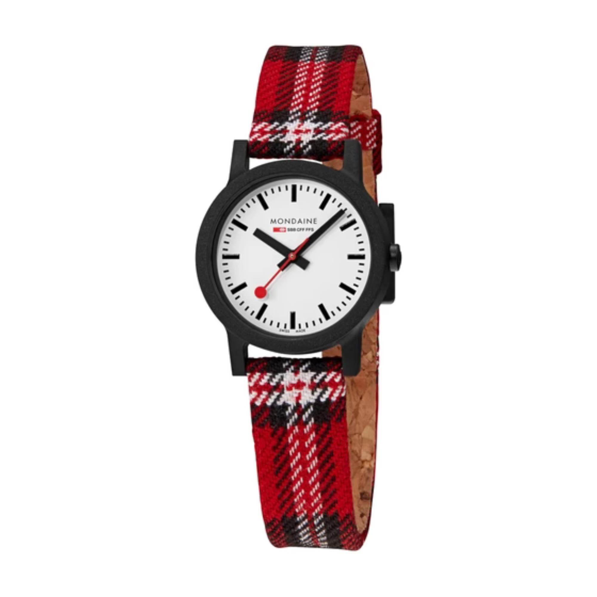 Mondaine Essence Quartz White Dial Recycled Tartan Watch MS1.32111.LC