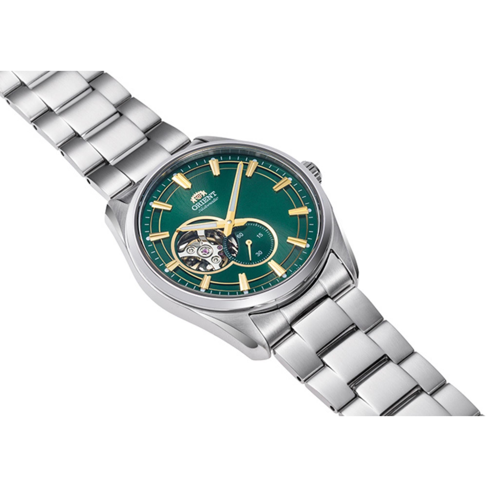 Orient Contemporary 41mm Semi Skeleton Green Dial Steel Mens Automatic Watch RA-AR0008E10B