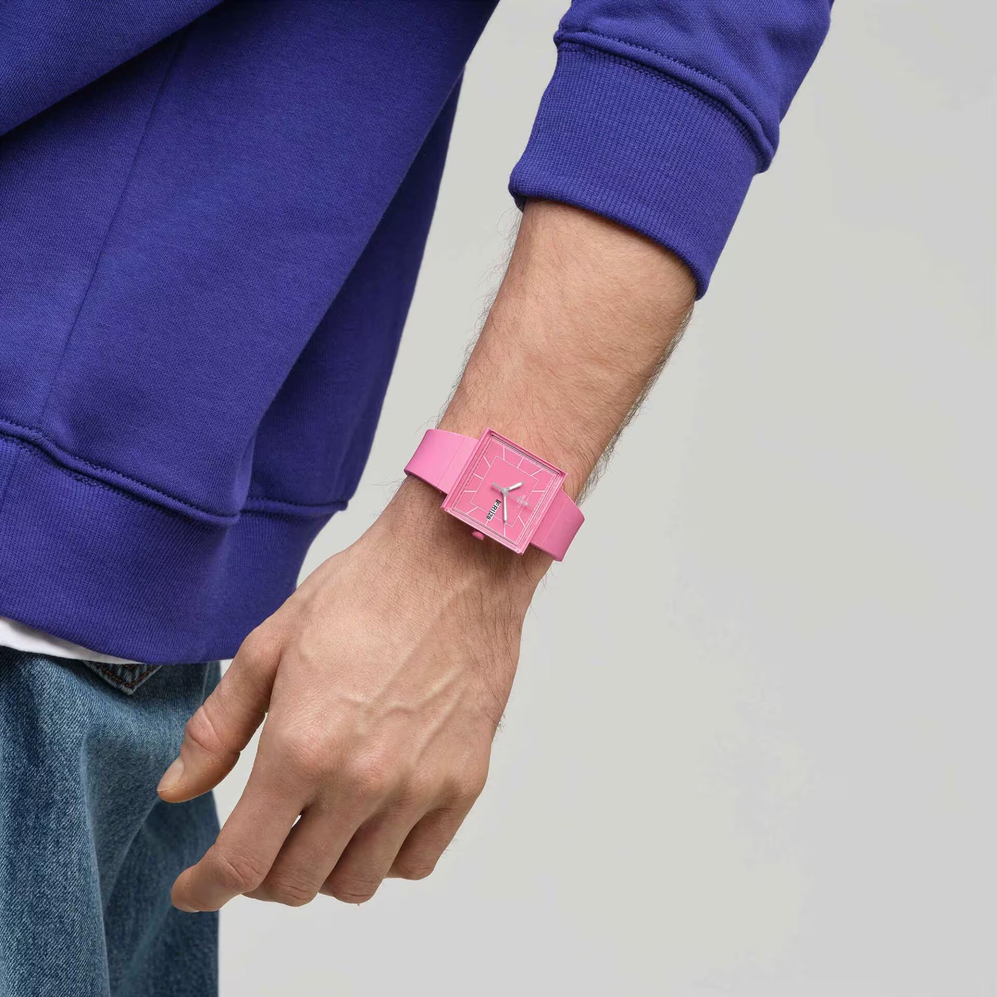 Swatch WHAT IF…ROSE? Quartz Pink Dial Biosourced Strap Watch SO34P700