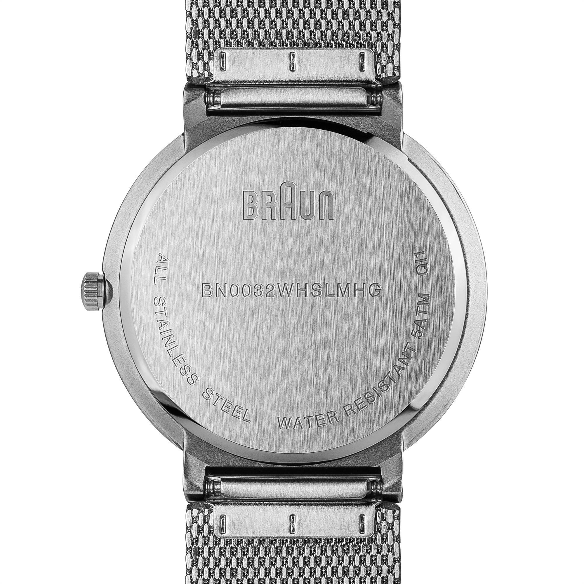 Braun Classic Quarz Weißes Zifferblatt Stahlarmband Herren Uhr BN0032WHSLMHG
