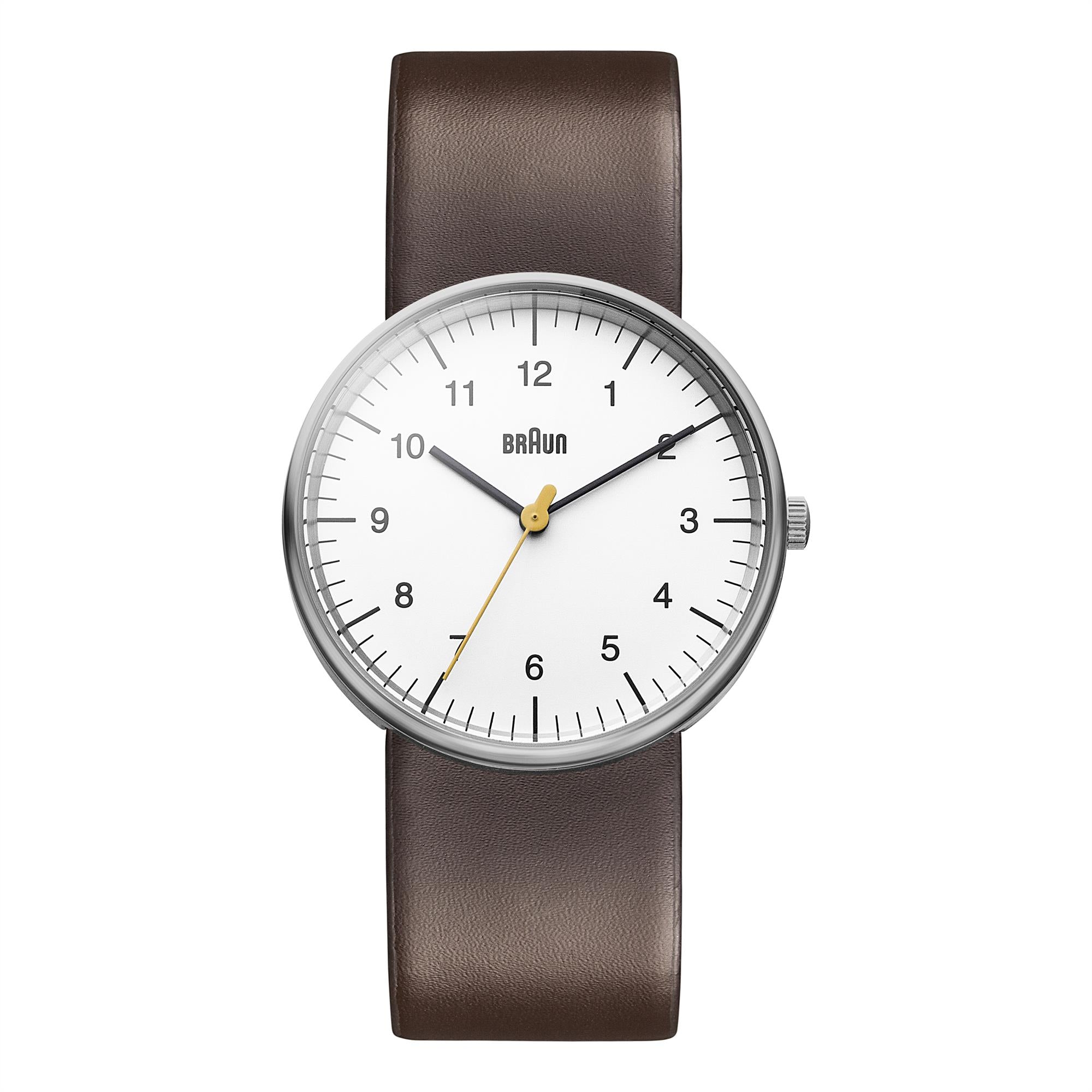 Braun Classic Quartz White Dial Leather Strap Men's Watch BN0021WHBRG