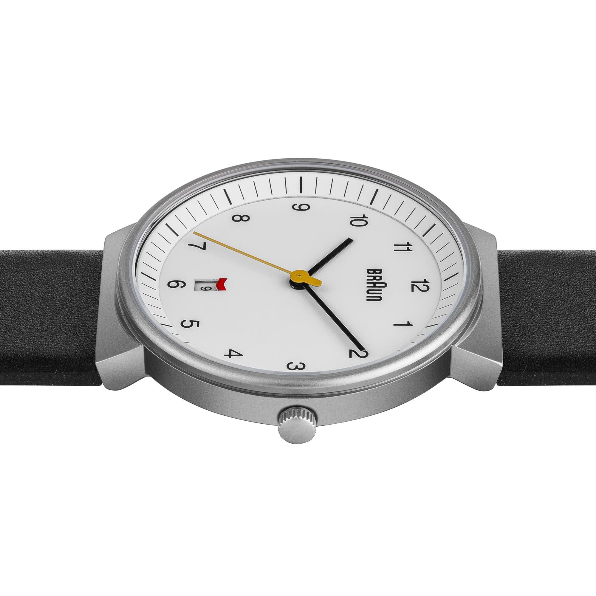 Braun Quartz Classic White Dial Black Leather Strap Men's Watch BN0032WHBKG