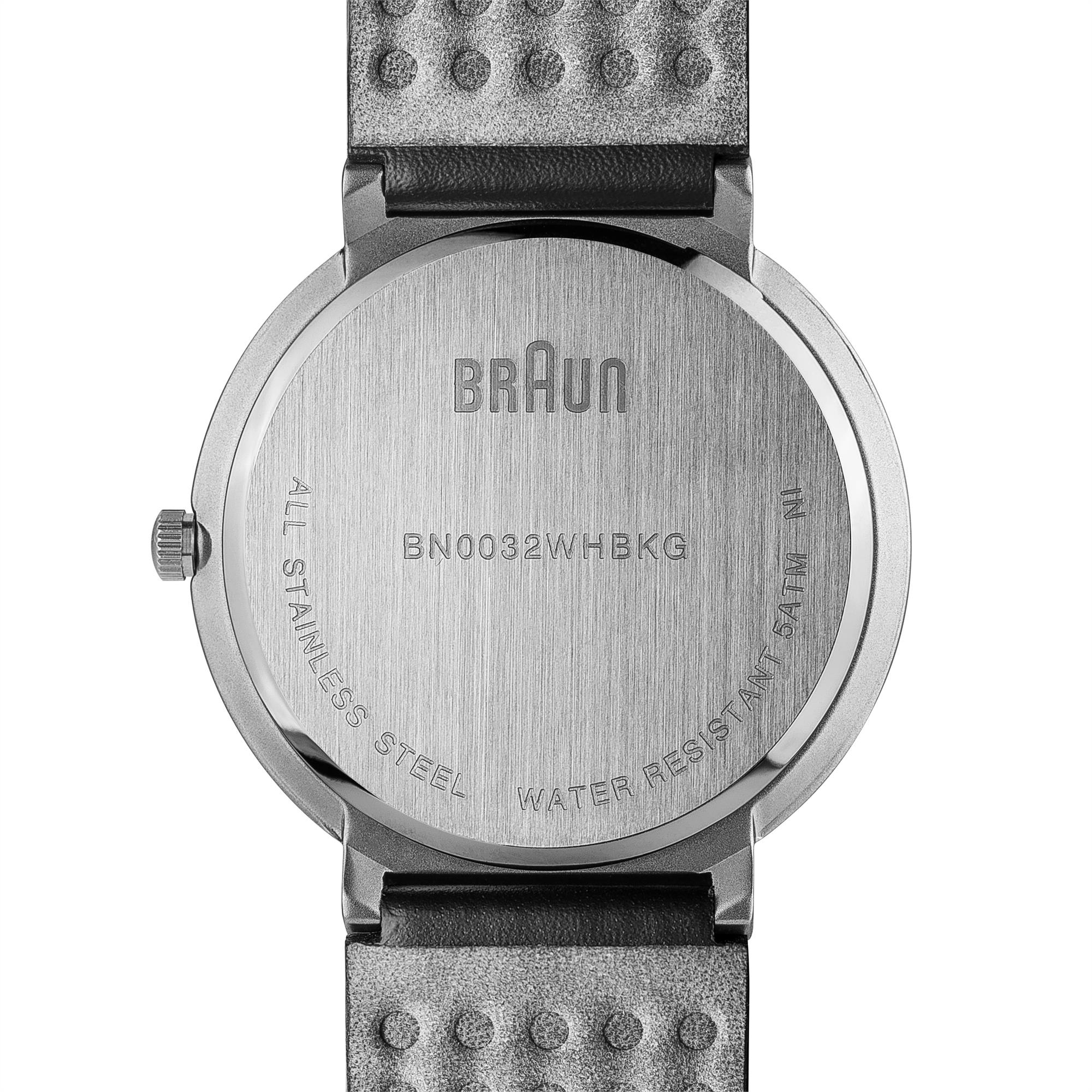 Braun Quartz Classic White Dial Black Leather Strap Men's Watch BN0032WHBKG