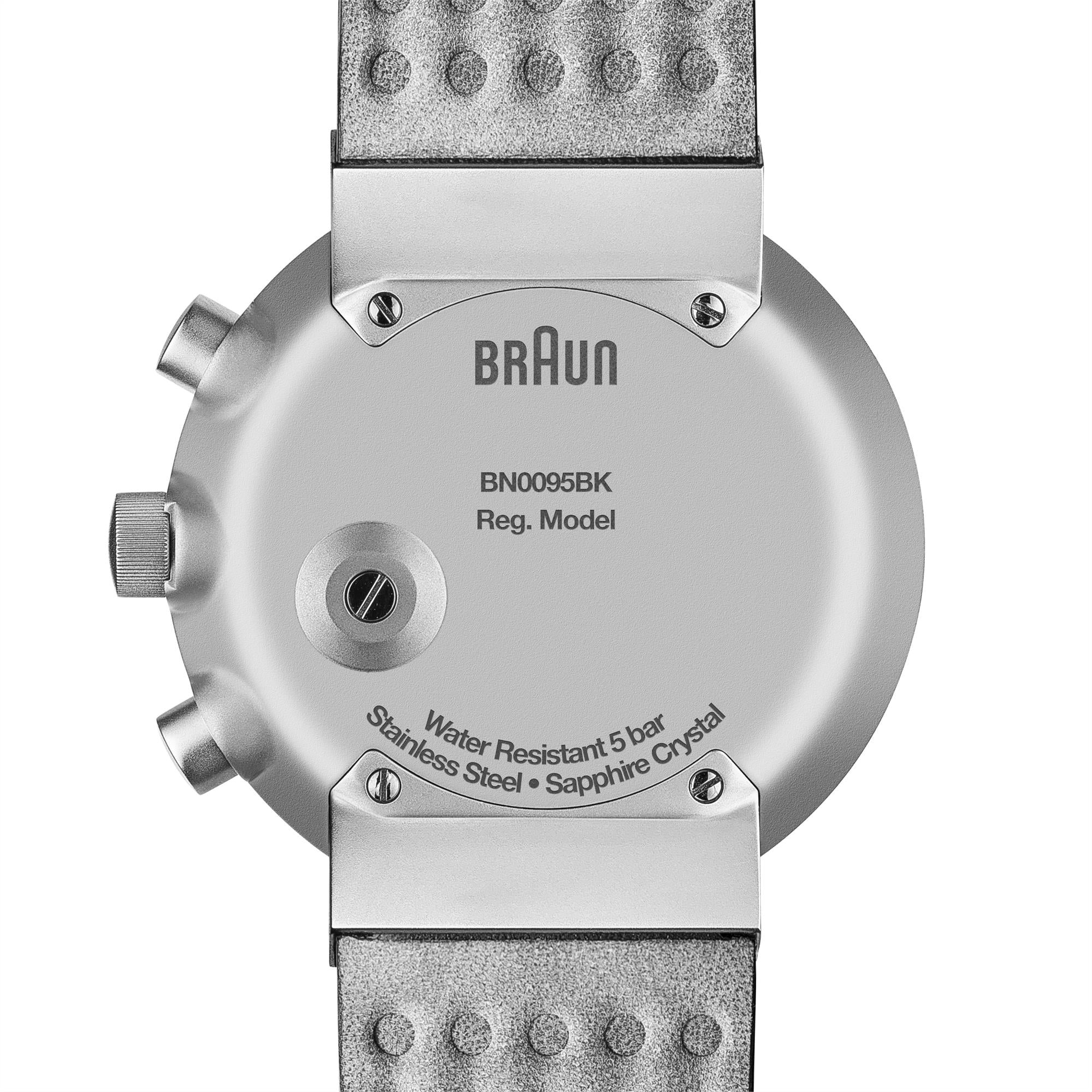 Braun Prestige Quartz Black Dial Black Leather Strap Men’s Watch BN0095SLG
