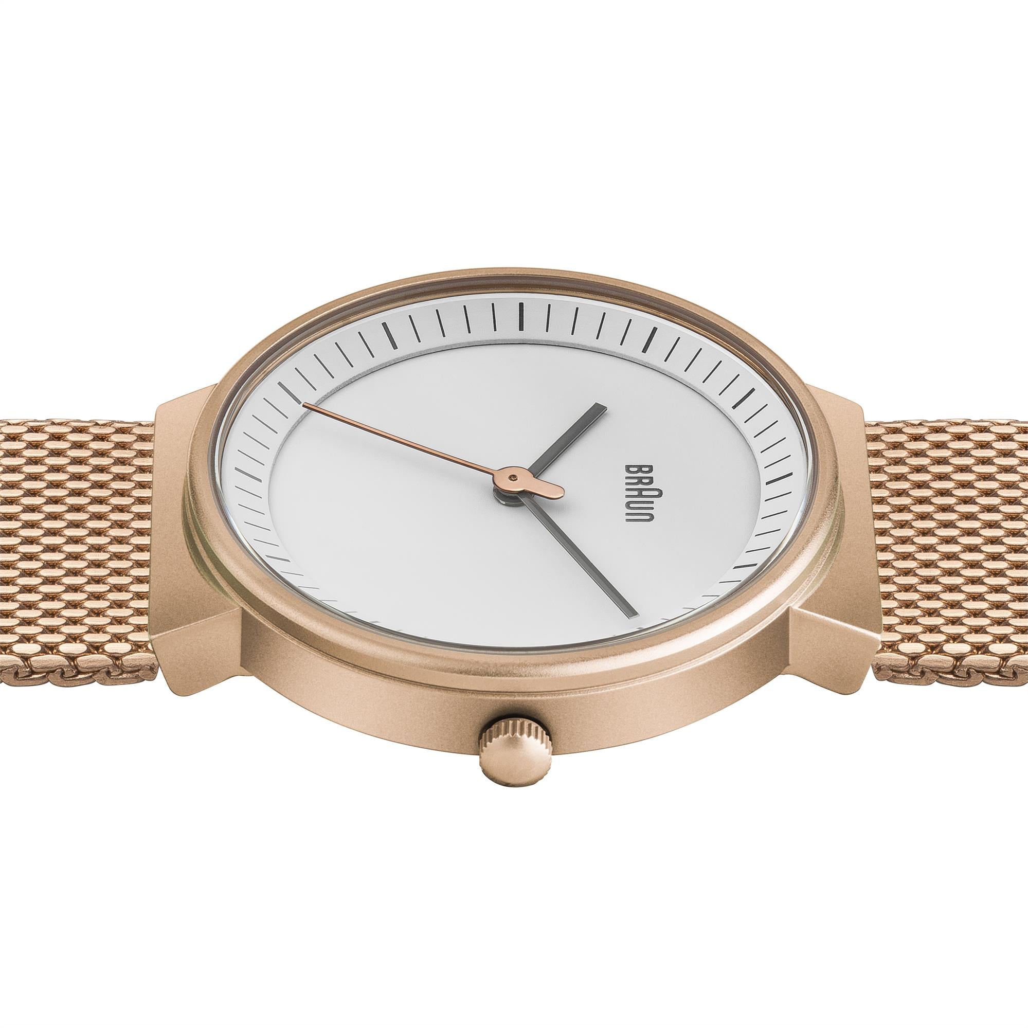 Braun Classic Quartz White Dial Steel Strap Ladies Watch BN0031RGMHL