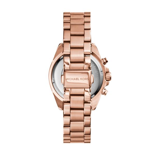 Michael Kors Mini Bradshaw Chronograph Rose Gold Dial Steel Strap Women's Watch MK5799