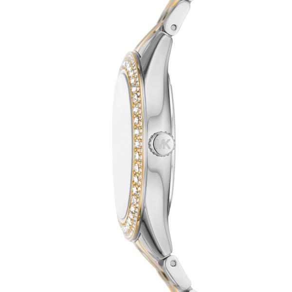 Michael Kors Harlowe Zweifarbiges Edelstahl Silbernes Zifferblatt Damenuhr MK4811