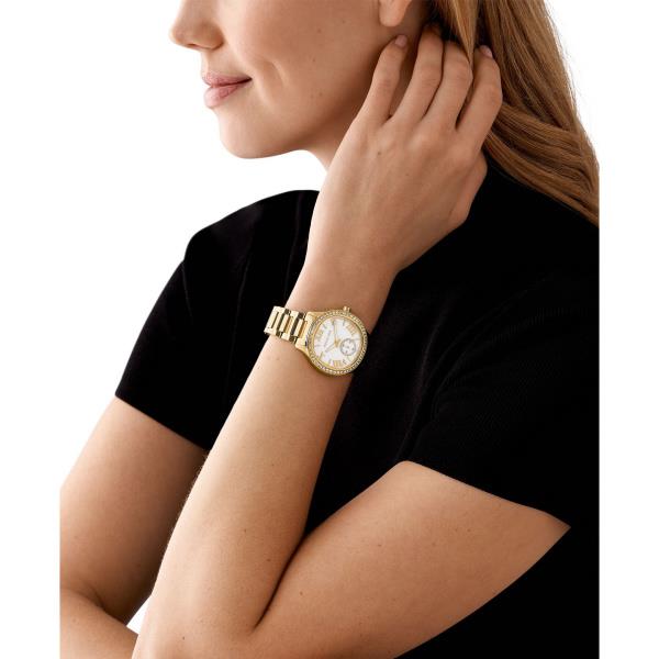 Michael Kors Sage Goldfarbener Edelstahl Weißes Zifferblatt Damenuhr MK4805