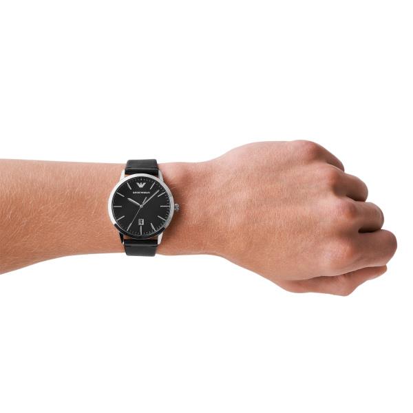 Emporio Armani Ruggero black dial watch worn on wrist showing everyday style AR11193