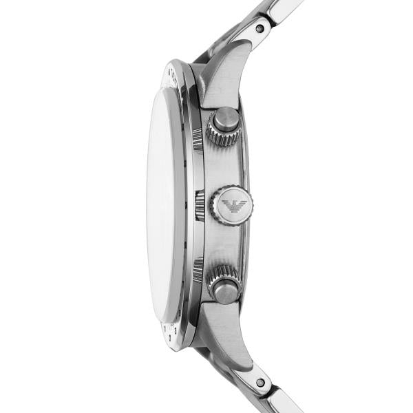 Emporio Armani Gianni T-Bar 43mm Chronograph Black Dial Steel Mens Quartz Watch AR11241