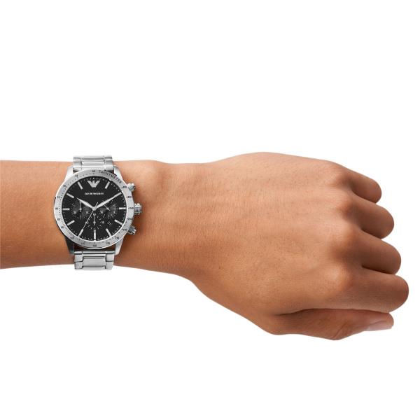 Emporio Armani Gianni T-Bar 43mm Chronograph Black Dial Steel Mens Quartz Watch AR11241