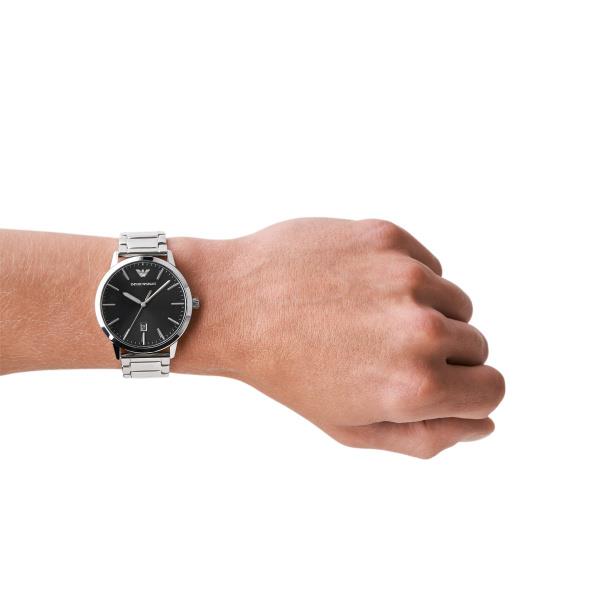 Emporio Armani Ruggero 43mm Black Dial Steel Mens Quartz Watch AR11310