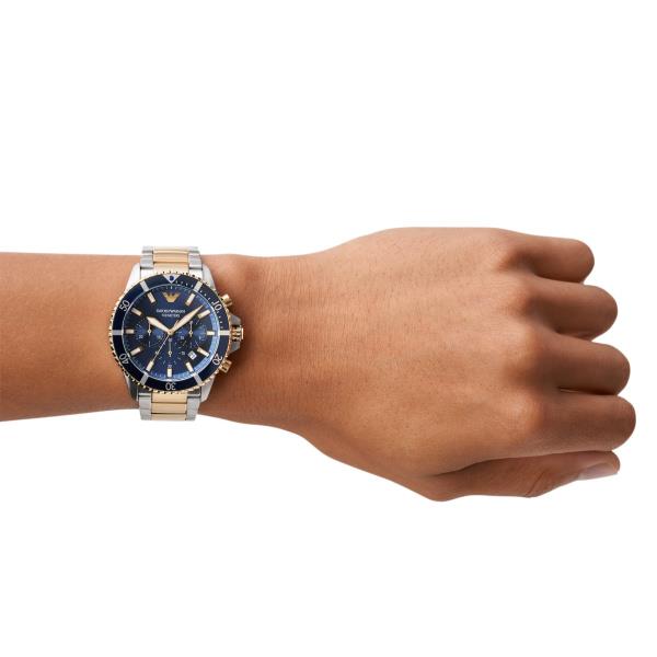 Emporio Armani Diver 43mm Chronograph Blaues Zifferblatt Herren Quarz Uhr AR11362