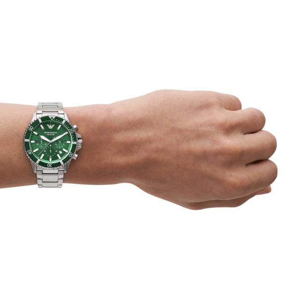 Emporio Armani Diver 43mm Chronograph Grünes Zifferblatt Herren Quarz Uhr AR11500