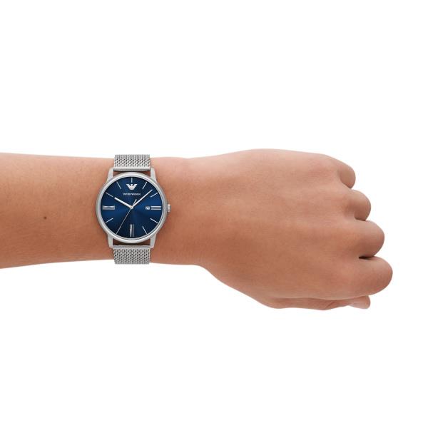 Emporio Armani Minimalist 42mm Blue Dial Steel Mens Quartz Watch AR11571