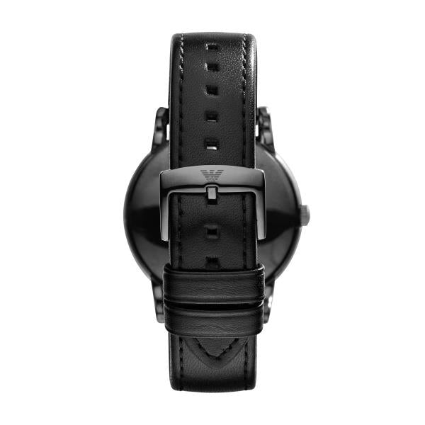 Emporio Armani Gianni 41mm Black Dial Leather Mens Quartz Watch AR1732