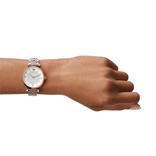Emporio Armani Gianni T-BAR 32mm White Dial Steel Ladies Quartz Watch AR1926
