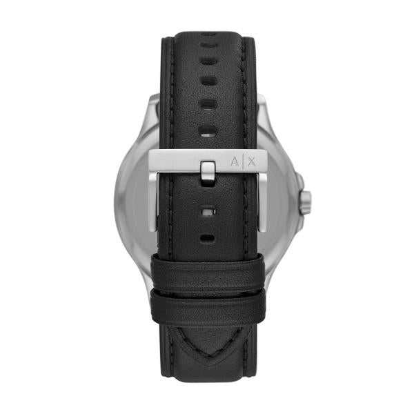 Armani Exchange Hampton 46mm Black Dial Leather Mens Quartz Watch AX2101