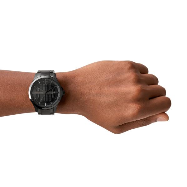 Armani Exchange Hampton 46mm Black Dial Steel Mens Quartz Watch AX2104
