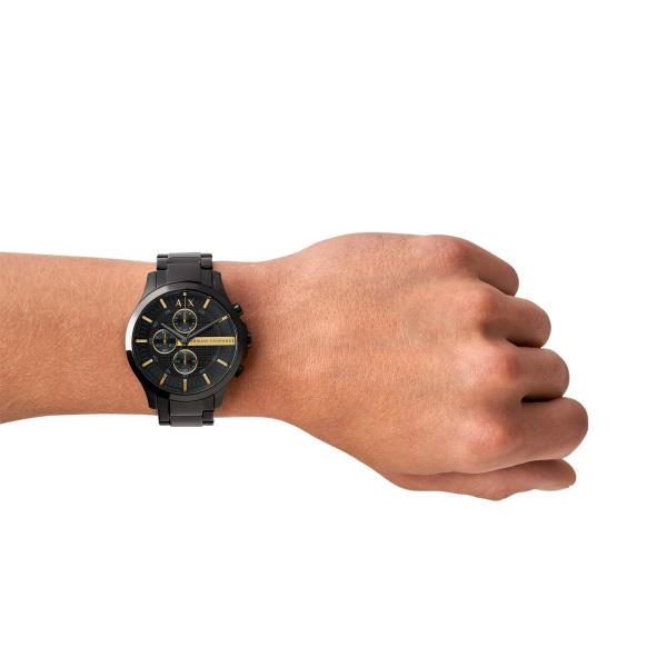 Armani Exchange Hampton 46mm Chronograph Schwarzes Zifferblatt Stahl Herren Quarz Uhr AX2164