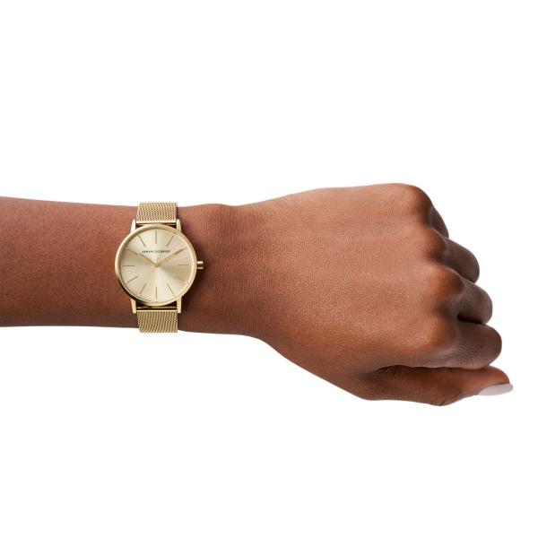 Armani Exchange Lola 36mm Gold Dial Steel Ladies Quartz Watch AX5536