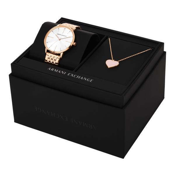 Armani Exchange Lola 36mm White Silver Dial Steel Ladies Quartz Watch AX7145SET