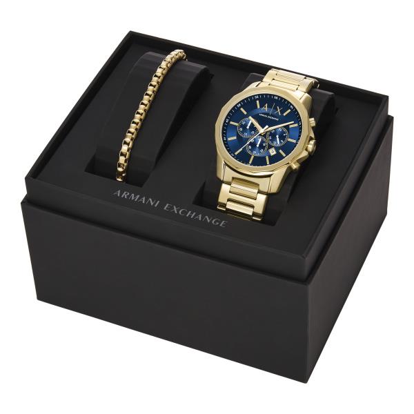 Armani Exchange Banks 44mm Chronograph Blue Dial Steel Mens Quartz Watch AX7151SET