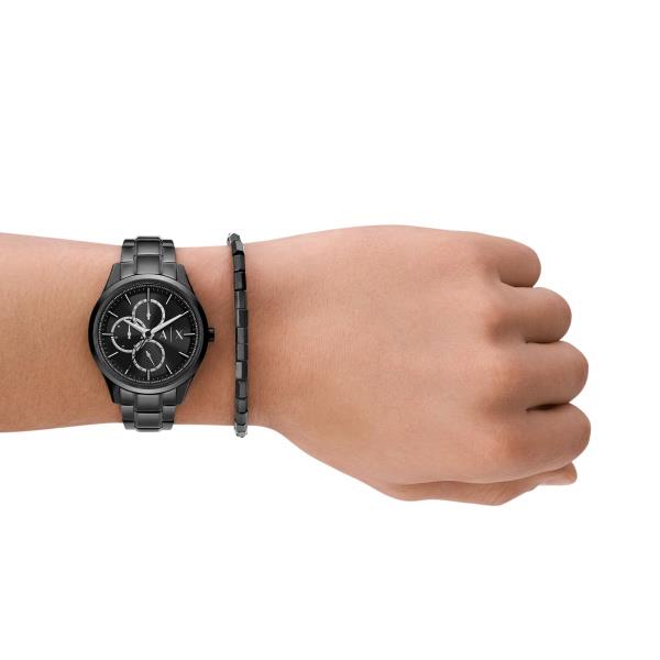 Armani Exchange Dante 42mm Chronograph Black Dial Steel Mens Quartz Watch AX7154SET
