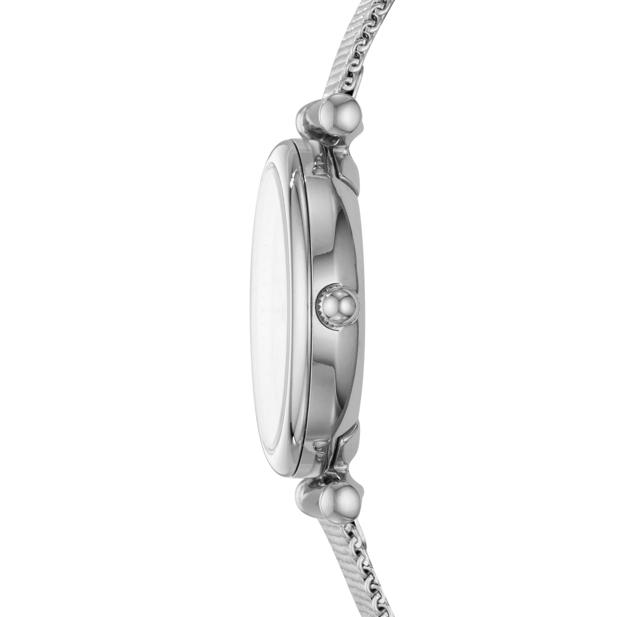 Fossil Carlie 28mm Mother of Pearl Dial Steel Ladies Quartz Watch ES4432