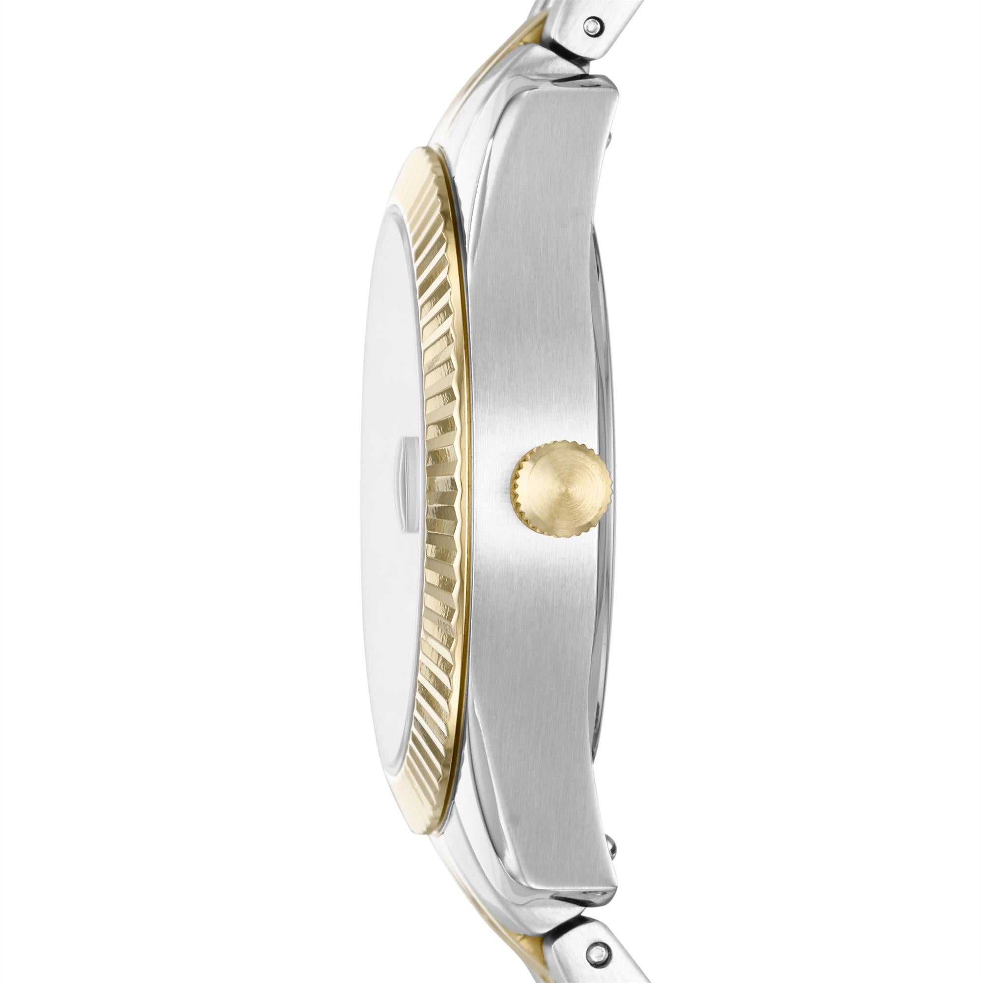 Fossil Scarlette 33mm Goldenes Zifferblatt Stahl Damen Quarz Uhr ES4949