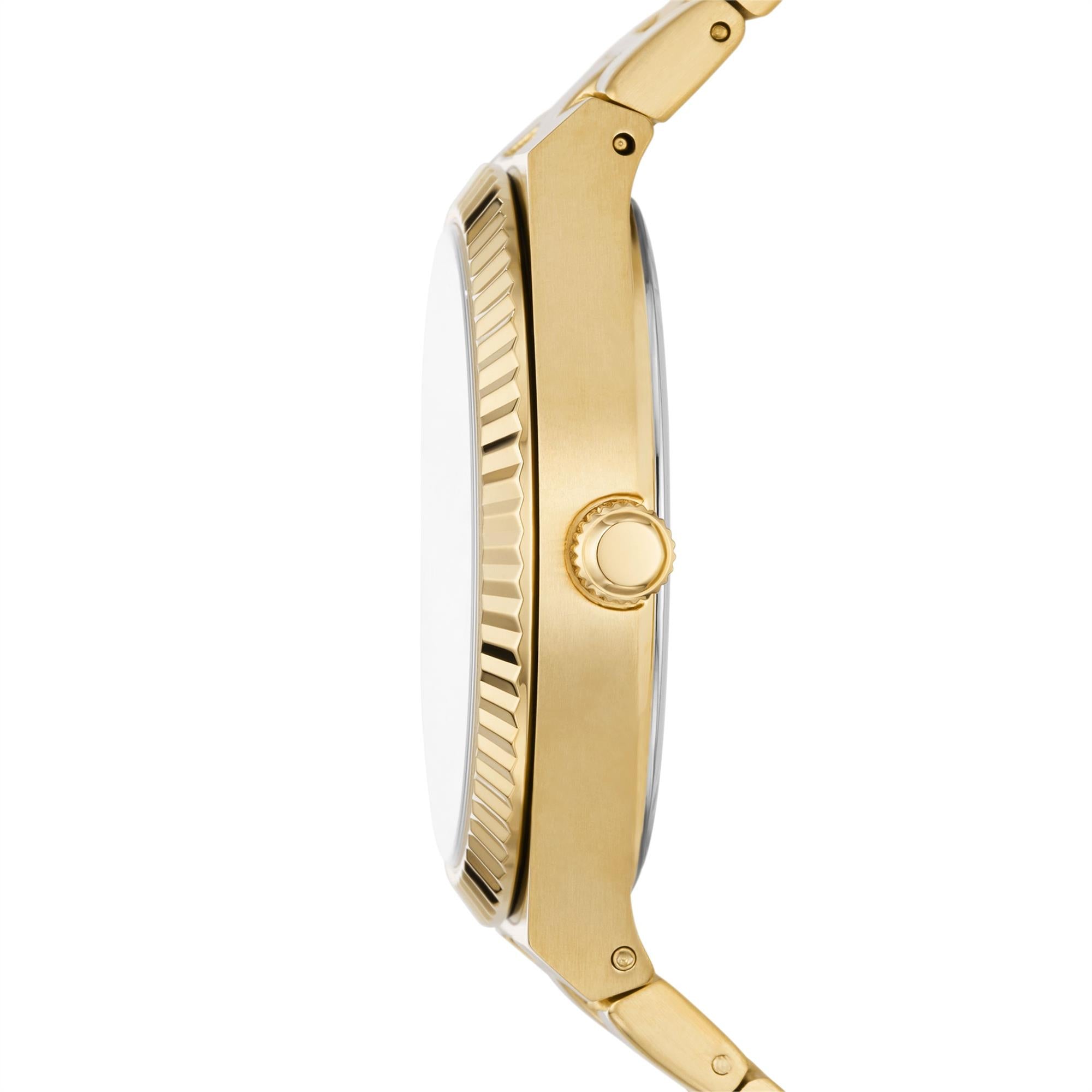 Fossil Scarlette 38mm Gold Dial Steel Ladies Quartz Watch ES5299