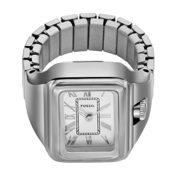 Fossil Raquel 14mm Silver Dial Steel Ladies Quartz Ring Watch ES5344